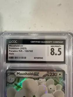 Maushold ex 155/182 Paradox Rift EX Holo CGC 8.5 Pokemon TCG 2023 - Image 2
