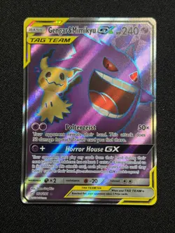 2019 Pokemon Sun & Moon Team Up Gengar & Mimikyu GX 164/181 Full Art - Image 1