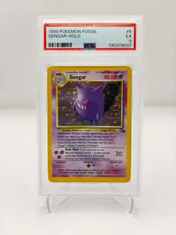 1999 Pokemon Gengar Fossil Holo # 5 /62 PSA EX 5 - Image 1