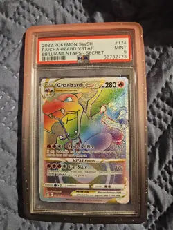 2022 Pokemon Sword & Shield Brilliant Stars Charizard Vstar 174 PSA Mint 9 - Image 1