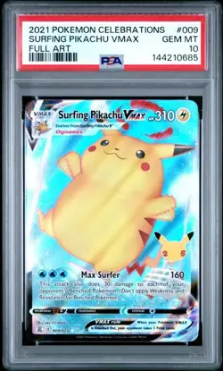 Surfing Pikachu VMAX Pokemon Celebrations #009 PSA 10 - Image 1