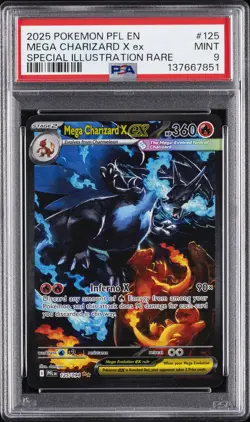 2025 POKEMON PFL EN-PHANTASMAL FLAMES #125 MEGA CHARIZARD X EX PSA 9 - Image 1