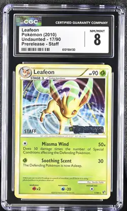CGC 8 Leafeon 2010 Undaunted 17/90 Prerelease Staff Pokemon Card - Image 1