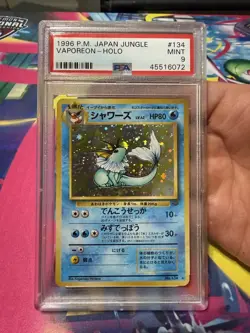 1997 POKEMON JPN JUNGLE #134 VAPOREON-HOLO PSA 9 - Image 1