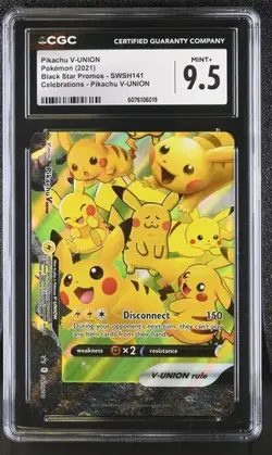 POKEMON CELEBRATIONS CGC MINT+ PIKACHU V-UNION #141 BLACK STAR PROMO - Image 1