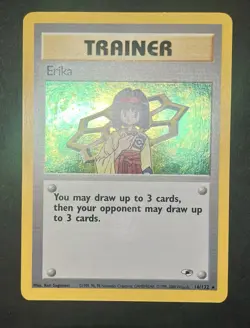 Erika 16/132 Holo Rare Gym Heroes Unlimited Pokemon Card - Swirl - LP - Image 2