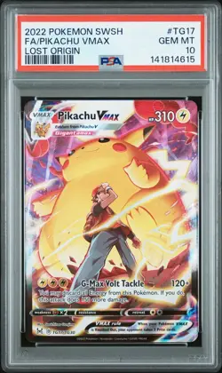 2022 POKEMON SWORD & SHIELD LOST ORIGIN #TG17 FULL ART/PIKACHU VMAX PSA 10 - Image 1