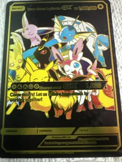 Eevee Evolution V Pokemon Black🕺 Foil Fan Art Card - NM - Image 1