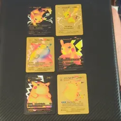Pokemon ART Card Game Pikachu V VMAX Gold Foil Custom Art x6 English - Image 1