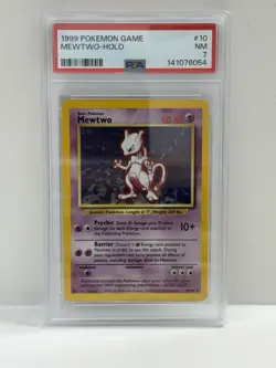 1999 Pokemon Mewtwo Rare Holo #10/102 PSA 7 - Image 1