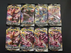 8 Pack Lot Pokemon Sword and Shield Rebel Clash Booster Packs TCG- SEALED 820650806827 - Image 1
