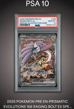 2025 POKEMON PRE EN-PRISMATIC EVOLUTIONS #166 RAGING BOLT EX PSA 10 - Image 1
