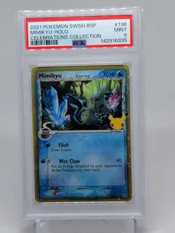 Pokemon Mimikyu TCG Holo Promo SWSH136 Celebrations PSA 9 - Image 1