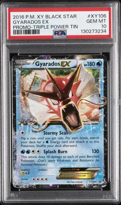 2016 POKEMON XY BLACK STAR PROMO TRIPLE POWER TIN #XY106 GYARADOS EX PSA 10 - Image 1