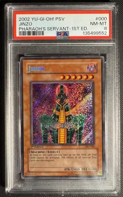 2002 Yu-Gi-Oh! JINZO Pharaoh’s Servant - 1st Edition PSV-000 PSA 8 Mint NEW CERT - Image 1