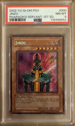 2002 Yu-Gi-Oh! JINZO Pharaoh’s Servant - 1st Edition PSV-000 PSA 8 Mint NEW CERT - Image 2