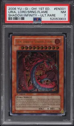 Konami Yu-Gi-Oh! Uria, Lord of Searing Flames SOI-EN001 Ultimate Rare PSA 7 - Image 1