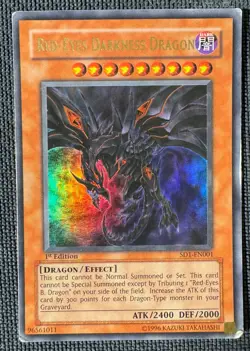 RED-EYES DARKNESS DRAGON SD1-EN001 DECK: DRAGON'S ROAR YU-GI-OH 1ST EDITION HP - Image 1
