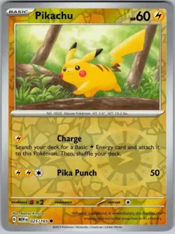 Pikachu Scarlet & Violet 151 025/165 Pokemon TCG Card (Reverse Holo) NM - Image 1