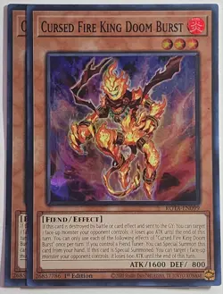 Yugioh x2 Cursed Fire King Doom Burst ROTA-EN099 Super Rare 1st Edition - Image 1