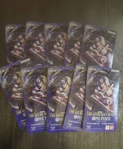 One Piece OP14 The Azure Sea’s Seven Sleeved Booster Pack Lot Of 10 - In Hand - Image 1