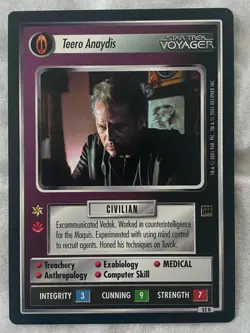 Star Trek CCG 1E Holodeck Adventures TEERO ANAYDIS RARE Card NEVER PLAYED - Image 1
