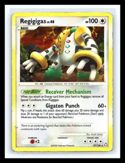 💥 Pokemon Card Diamond And Pearl Awakening Legends Regigas 37/146 Holo - Image 1