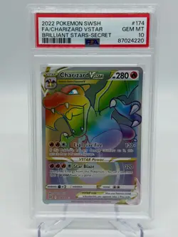 2022 Pokemon SWSH Charizard VSTAR Brilliant Stars Secret Card #174 PSA 10 - Image 1