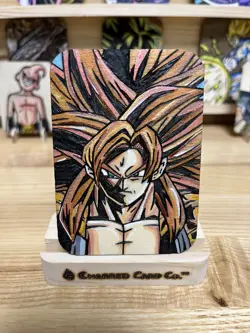 Custom Charred Super Saiyan 4 Gogeta Wooden Card Dragon Ball - Image 1