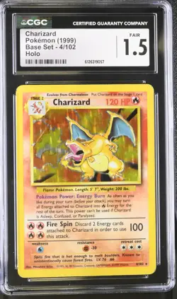 CGC 1.5 Charizard 1999 Base Set 4/102 Holo Pokemon Card - Image 1
