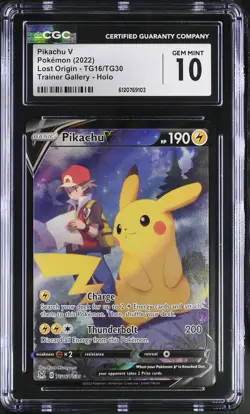 CGC 10 Pikachu V TG16/TG30 Trainer Gallery Holo Lost Origin Pokemon Card - Image 1