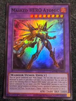 Masked HERO Atomic MZMU-EN016 Super Rare Maze of Muertos Yu-Gi-Oh Card - Image 1