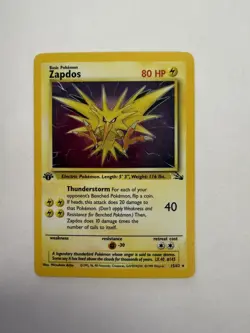 Pokemon TCG Zapdos Fossil Holo Unlimited Rare Card 15/62 - Image 1