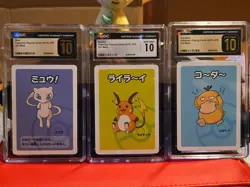 Lot Of 3 Pokemon Old Maid Playing Cards Graded Slabs CGC 10 Psyduck Raichu Mew - Image 1
