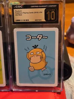 Lot Of 3 Pokemon Old Maid Playing Cards Graded Slabs CGC 10 Psyduck Raichu Mew - Image 3