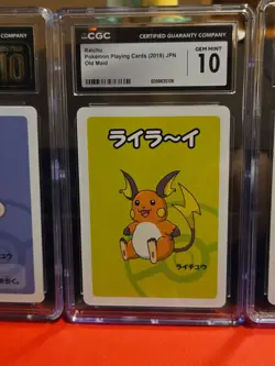 Lot Of 3 Pokemon Old Maid Playing Cards Graded Slabs CGC 10 Psyduck Raichu Mew - Image 4