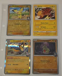 Pokemon TCG 2023 Pichu Raichu Kilowattrel Larvitar Card Lot 4 Cards - Image 1
