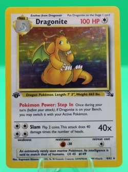 Pokemon Dragonite 1st Edition Vintage Hologram 4/62 1999 Nice Card LP - Image 1