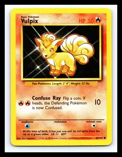 💥 Vulpix Pokemon 1999 Base Set Vintage Rare # 68/102 - Image 1