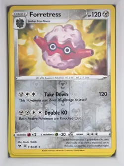 Pokemon TCG Forretress 114/185 SWSH04: Vivid Voltage Reverse Holo LP - Image 1