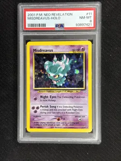 2001 Pokemon Neo Revelation Holo Misdreavus #11 PSA 8 NM-MT - Image 1