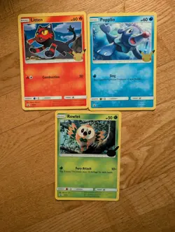 Pokemon TCG JUMBO Rowlet, Litten & Popplio Celebrations Stamped Promo Cards NM! - Image 1