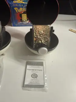 Set Of Three Pokeball Gold Plated 24k Pokemon Cards (Pikachu,Mewtwo,Charazard - Image 2