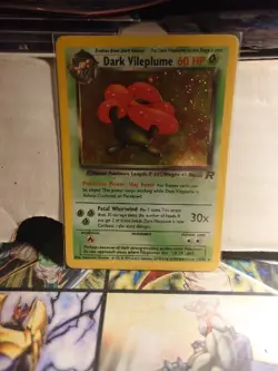 Pokemon Dark Vileplume TCG Holo Card Unlimited Rare, Vintage 13/82 - Image 1
