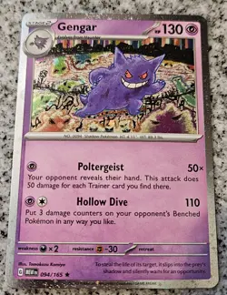 Pokemon TCG Gengar 94/165 Scarlet & Violet 151 Cosmo Holo Rare Exclusive Card - Image 1