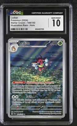 CGC 10 Ledian 144/142 Illustration Rare Stellar Crown Pokemon Card - Image 1