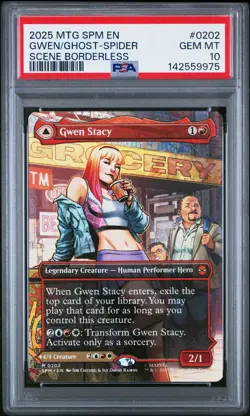 2025 MTG MARVEL'S SPIDER-MAN SCENE BORDERLESS GHOST-SPIDER/GWEN STACY PSA 10 - Image 1