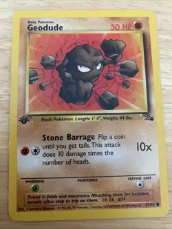 Pokemon TCG 1st Edition Fossil Geodude #47/62 - Image 1