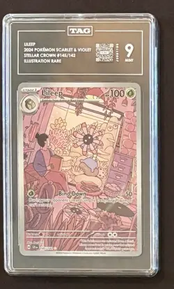 2024 POKEMON SCARLET & VIOLET- LILEEP ILLUSTRATION RARE #145/142 TAG 9 (Mint) - Image 1