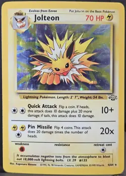 Vintage Pokemon TCG Jungle WoTC Jolteon Holo Rare Card #4/64 70 HP - Image 1